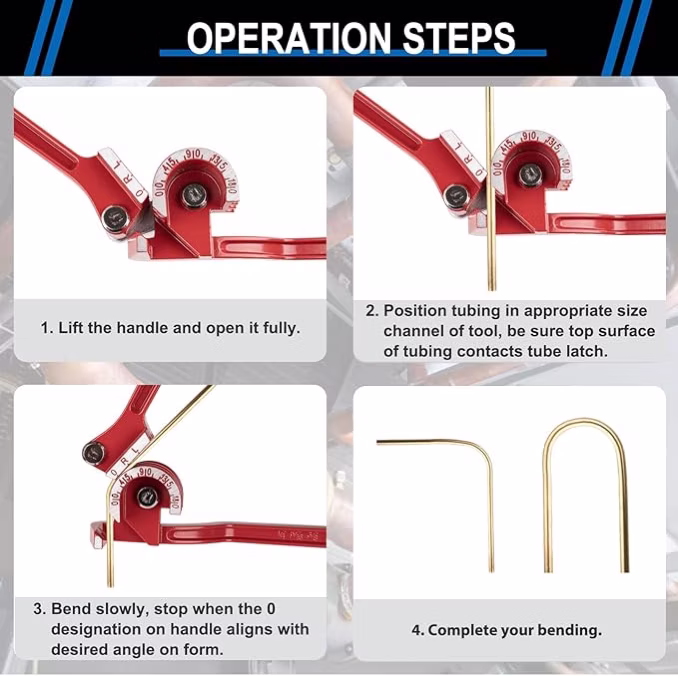 Four-step guide to bending copper pipe with a manual pipe bender