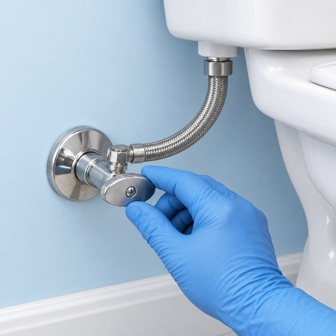 Illustration of gently closing the toilet supply valve