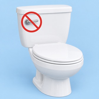 Illustration showing not to flush the toilet again