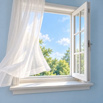 Illustration of an open window for ventilation