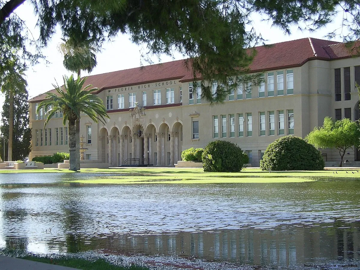 Historic Old Main building at Peoria High School, Arizona