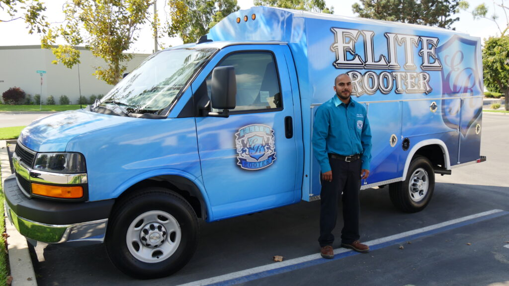 Elite Rooter box truck prepared for a plumbing service call