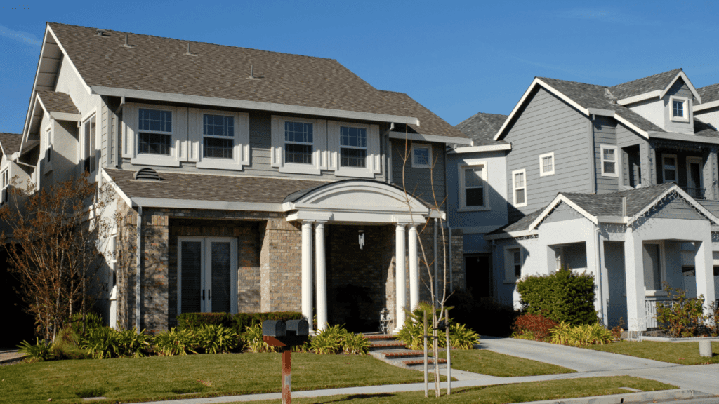 Row of homes representing the history of residential plumbing