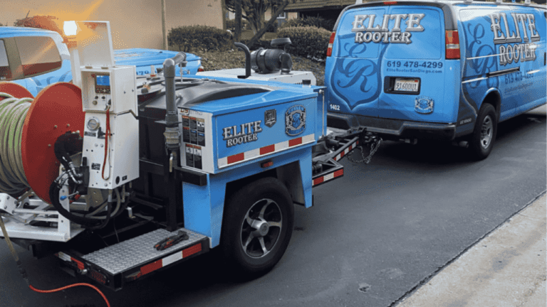 Elite Rooter branded plumbing service van